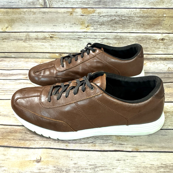 Cole Haan Mens Cognac Brown Casual Leather Lace Up Sneakers Size 13 M - Picture 4 of 8